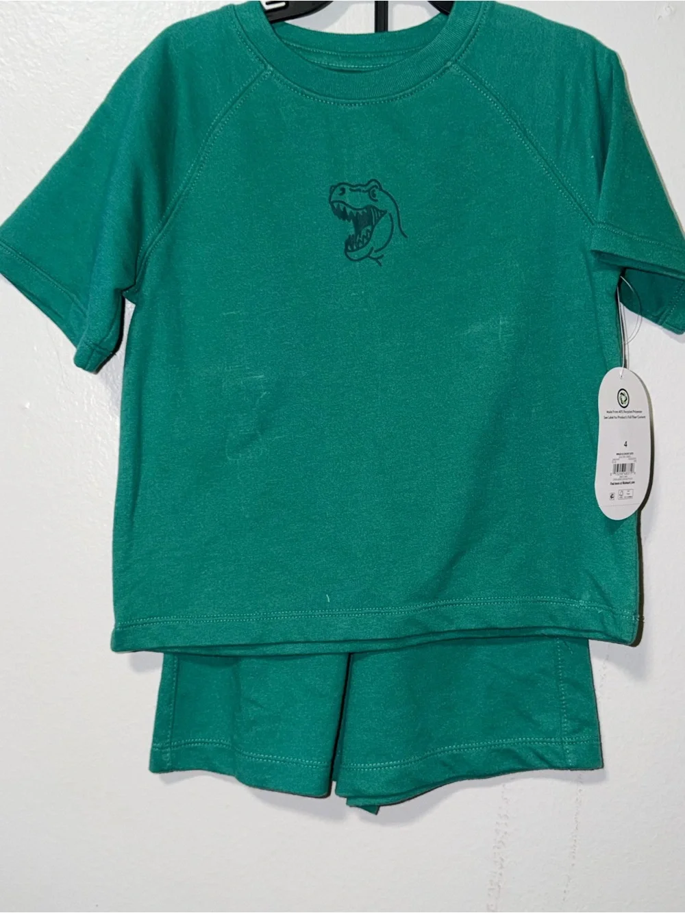 wonder nation Green Dinosaur Tee & Shorts Set
